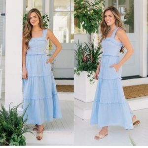 Gal Meets Glam Courtney Rio Maxi Stripe Blue Lawn Sundress